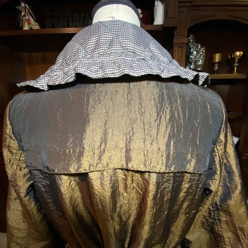 Drawstring Bottom & Waist  Zip Up Metallic Jacket Size M Brown - Picture 6 of 9